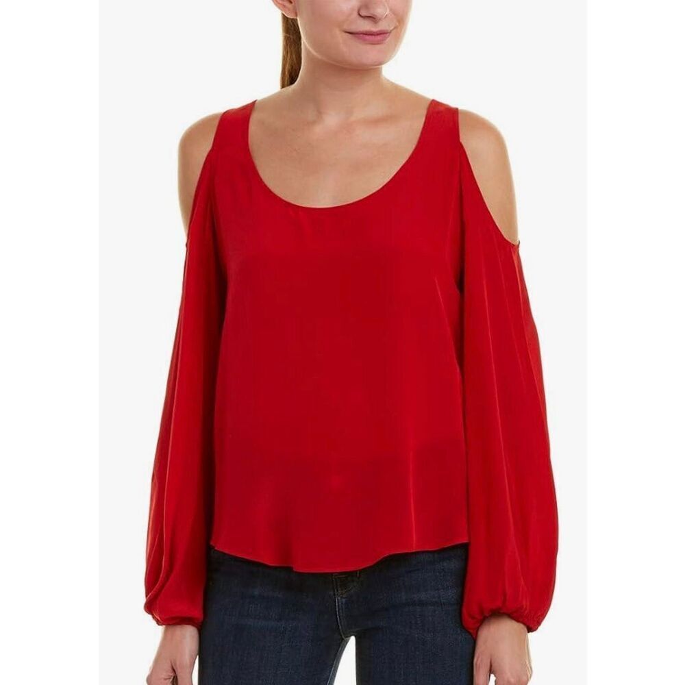 Bailey 44 Women's Scuttlebutt Cold Shoulder Bell Sleeve Top in Red NWT Size Smal